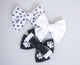 Simply Ellie Black and White Paw Print Cotton Bow