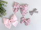 Simply Ellie Large Pink and Gray Floral Bow