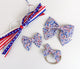 Simply Ellie Large Red White and Blue Speckled Bow