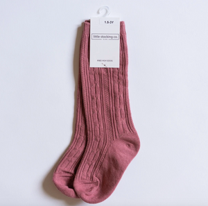 Little Stockings Co Mauve Cable Knit Knee Highs
