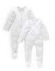 Purebaby Pale Gray Spot 2-Pack Growsuits